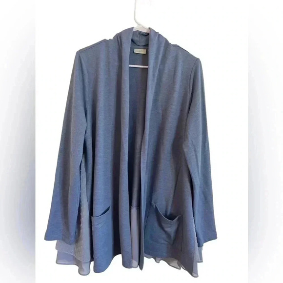 Logo by Lori Goldstein Lounge Ruffle Open Front Cardigan Sz M - Picture 2 of 6